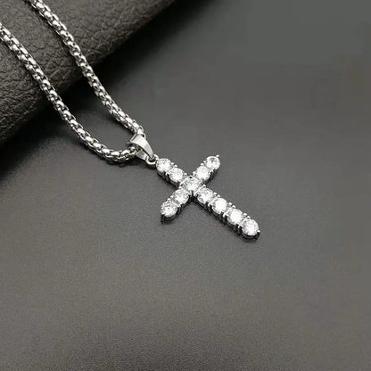 Fashion Female Cross Pendants dropshipping Gold Black Color Stainless Steel Jesus Cross Pendant Necklace Jewelry For Men/Women