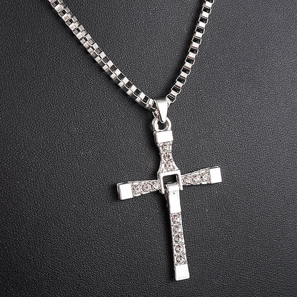 Simple Love Cross Pendant Choker Necklace Charm Rhinestone Couples Jewelry Women's Neck Chain Christmas Gift Lady Necklace