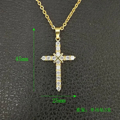 Fashion Female Cross Pendants dropshipping Gold Black Color Stainless Steel Jesus Cross Pendant Necklace Jewelry For Men/Women