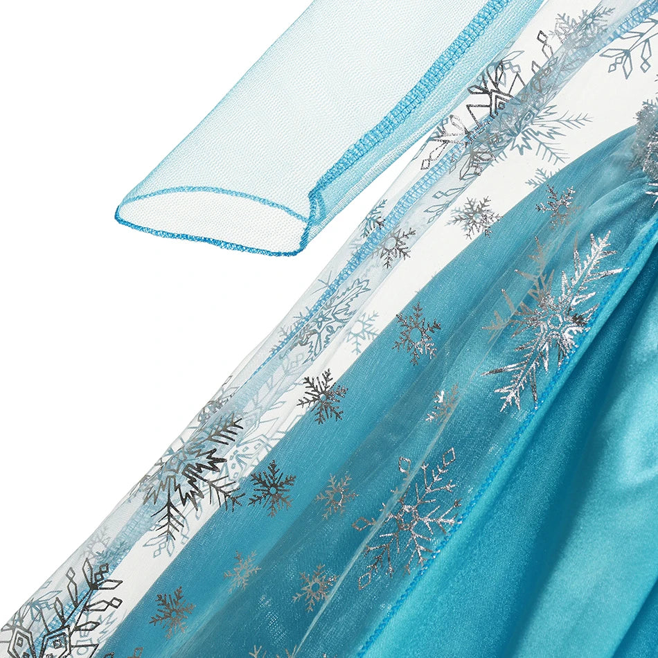 Girls Elsa Princess Dresses Carnival Party Gown Cloak Children Birthday Cosplay Costume Frozen Dress Kids Snow Queen Clothes