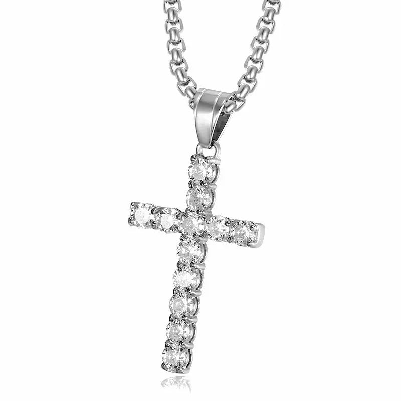 Fashion Female Cross Pendants dropshipping Gold Black Color Stainless Steel Jesus Cross Pendant Necklace Jewelry For Men/Women