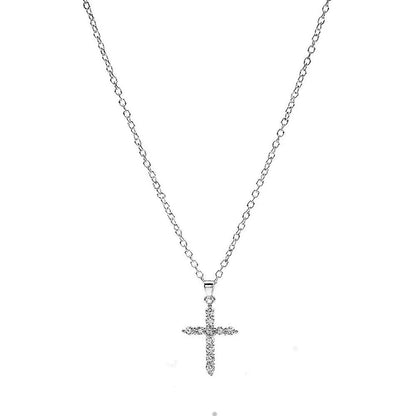 Simple Love Cross Pendant Choker Necklace Charm Rhinestone Couples Jewelry Women's Neck Chain Christmas Gift Lady Necklace