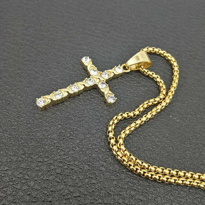 Fashion Female Cross Pendants dropshipping Gold Black Color Stainless Steel Jesus Cross Pendant Necklace Jewelry For Men/Women