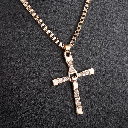 Simple Love Cross Pendant Choker Necklace Charm Rhinestone Couples Jewelry Women's Neck Chain Christmas Gift Lady Necklace