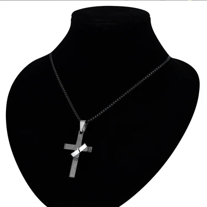 Fashion Female Cross Pendants dropshipping Gold Black Color Stainless Steel Jesus Cross Pendant Necklace Jewelry For Men/Women