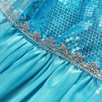 Girls Elsa Princess Dresses Carnival Party Gown Cloak Children Birthday Cosplay Costume Frozen Dress Kids Snow Queen Clothes