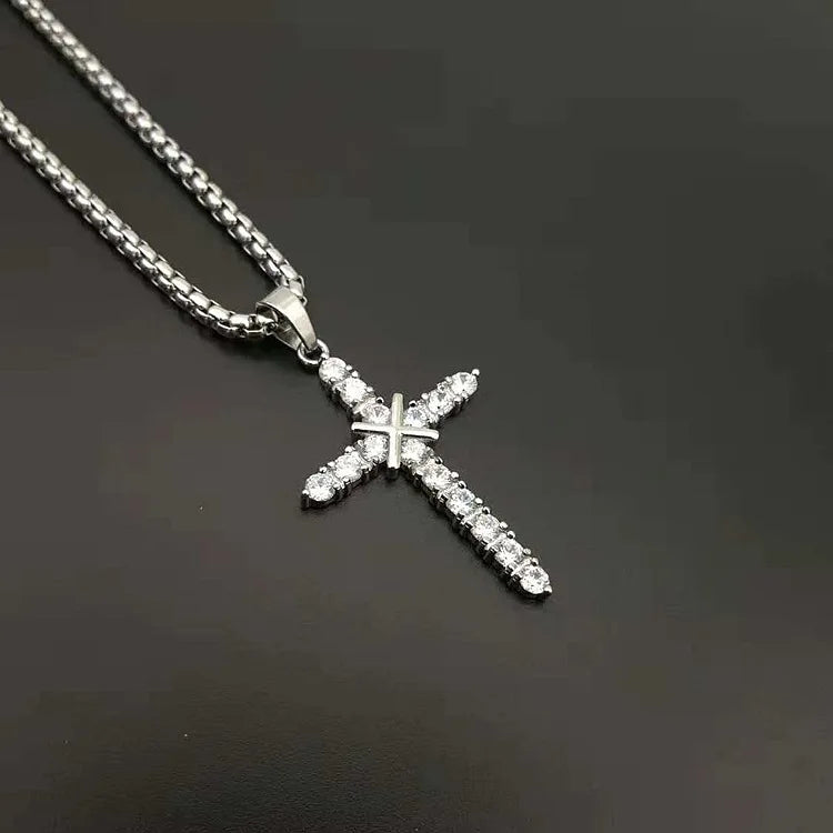 Fashion Female Cross Pendants dropshipping Gold Black Color Stainless Steel Jesus Cross Pendant Necklace Jewelry For Men/Women