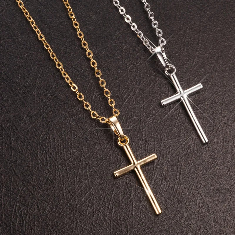 Fashion  Cross Pendants dropshipping Golden Silver  Color Crystal Jesus Cross Pendant Necklace Jewelry For Men/Women Wholesale