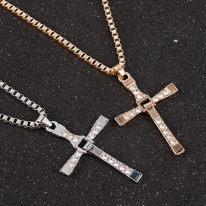 Simple Love Cross Pendant Choker Necklace Charm Rhinestone Couples Jewelry Women's Neck Chain Christmas Gift Lady Necklace