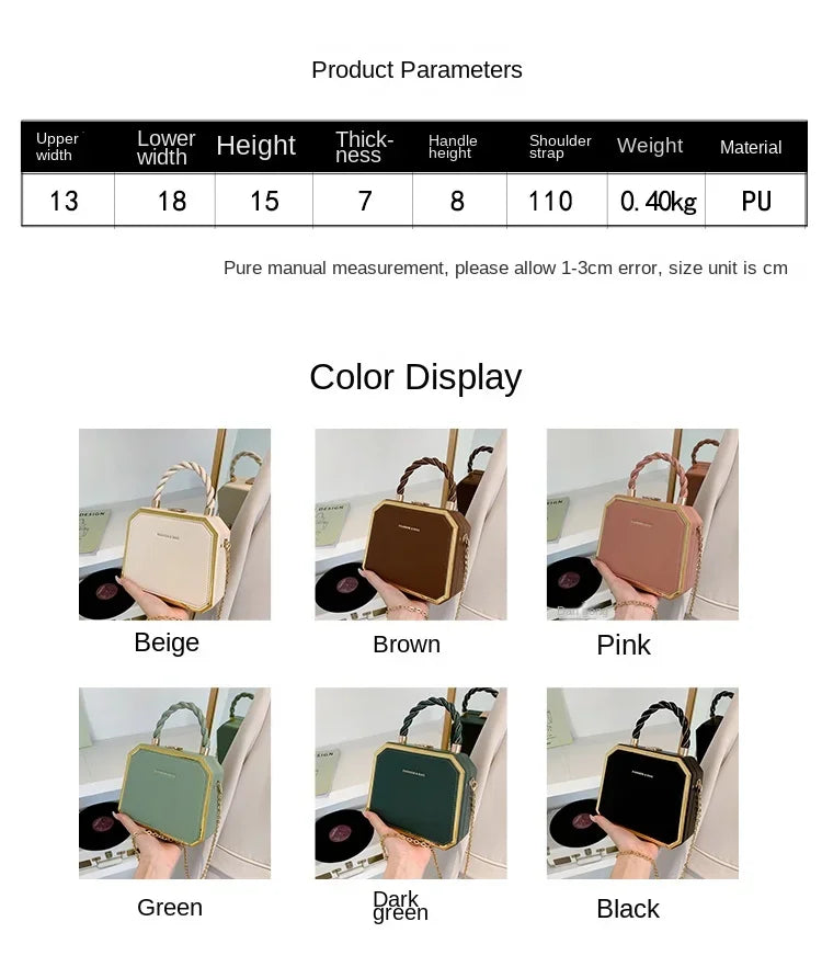 Female Bags on Sale 2024 High Quality Westernized Minimalist and Versatile High-end Box Bag New Exquisite Chain Crossbody Bag