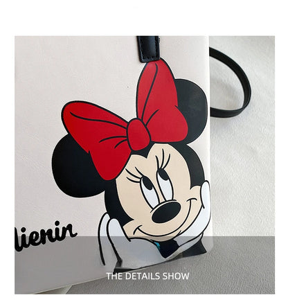 MINISO Disney 2023 Mickey Print Casual Simple Fashion Trend One Shoulder Portable PU Small Square Bag Messenger Bag for Women