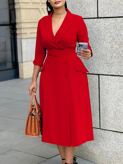 L-3XL Plus Size Clothes Dresses Women Robes Summer Autumn Loose Street Casual 3XL Big Size Office Lady Midi Dress Oversized