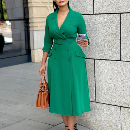 L-3XL Plus Size Clothes Dresses Women Robes Summer Autumn Loose Street Casual 3XL Big Size Office Lady Midi Dress Oversized