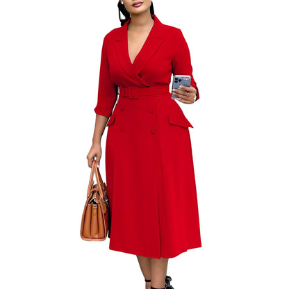 L-3XL Plus Size Clothes Dresses Women Robes Summer Autumn Loose Street Casual 3XL Big Size Office Lady Midi Dress Oversized