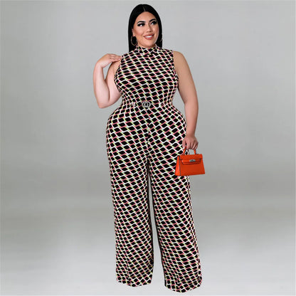 Wmstar Plus Size Women Jumpsuit Summer Clothes Plaid Print with Belt Urban Leisure Shirts Bodysuit New Wholesale Dropshipping