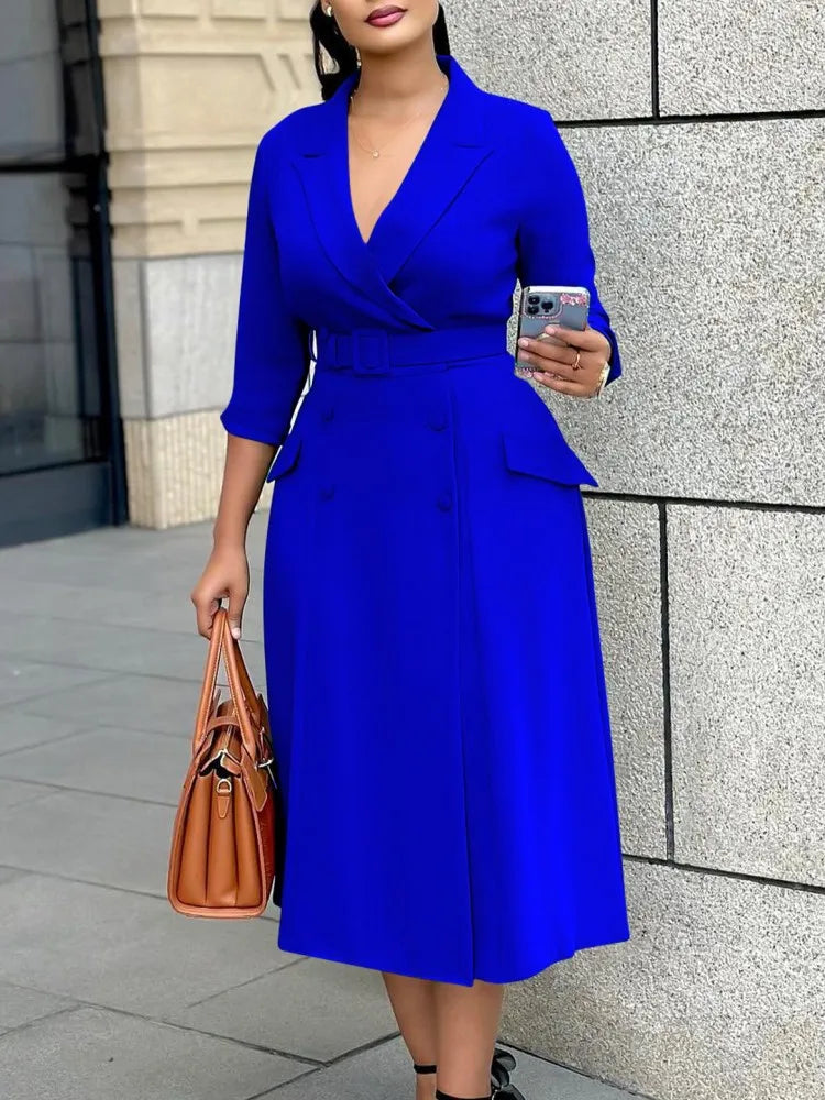 L-3XL Plus Size Clothes Dresses Women Robes Summer Autumn Loose Street Casual 3XL Big Size Office Lady Midi Dress Oversized