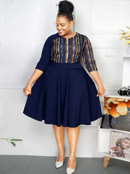 5XL 6XL Plus Size Clothes Dresses Women Office Lady Robes Summer Autumn Loose Street Style Casual 4XL Big Size Midi Dress