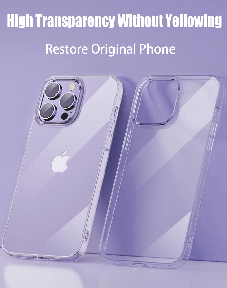 Transparent Phone Case For iPhone 16 11 12 13 14 15 Pro Max Soft TPU Silicone For iPhone XS Max XR 8 7Plus Back Cover Clear Case