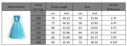 Girls Elsa Princess Dresses Carnival Party Gown Cloak Children Birthday Cosplay Costume Frozen Dress Kids Snow Queen Clothes