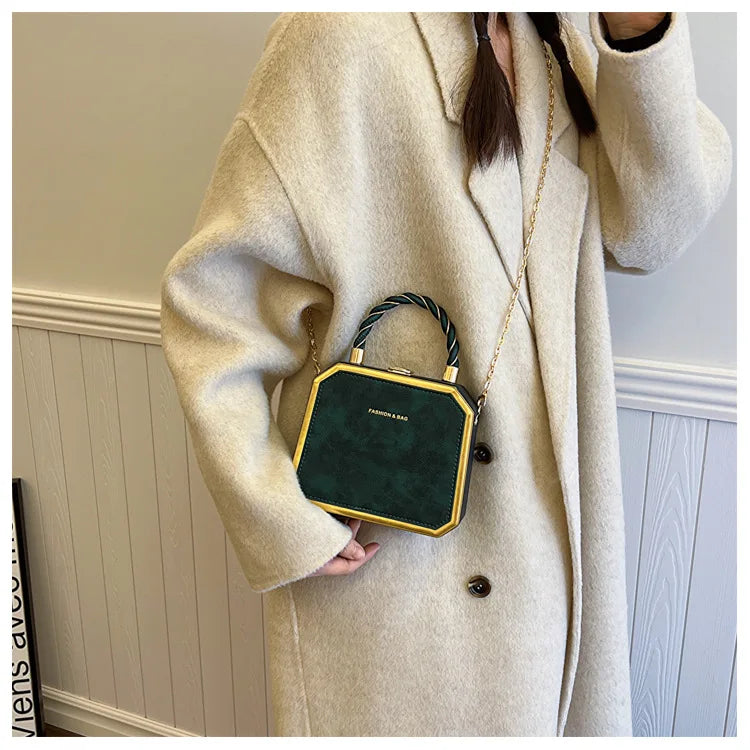 Senior Women's Handbag Explosion Fashion Portable Chain One Shoulder Bag Texture Foreign Style Cross Body Small Square Bag