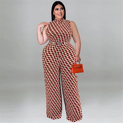 Wmstar Plus Size Women Jumpsuit Summer Clothes Plaid Print with Belt Urban Leisure Shirts Bodysuit New Wholesale Dropshipping