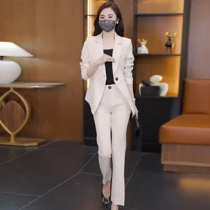 Lady Formal Clothes Elegant Women's Business Suit Set with Vest Coat Pants Professional Office Attire for Spring Slim for Formal